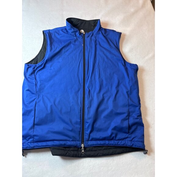 Peter Millar Blue & Black Reversible Quilted Vest With Crown Button Accent - Picture 1 of 9